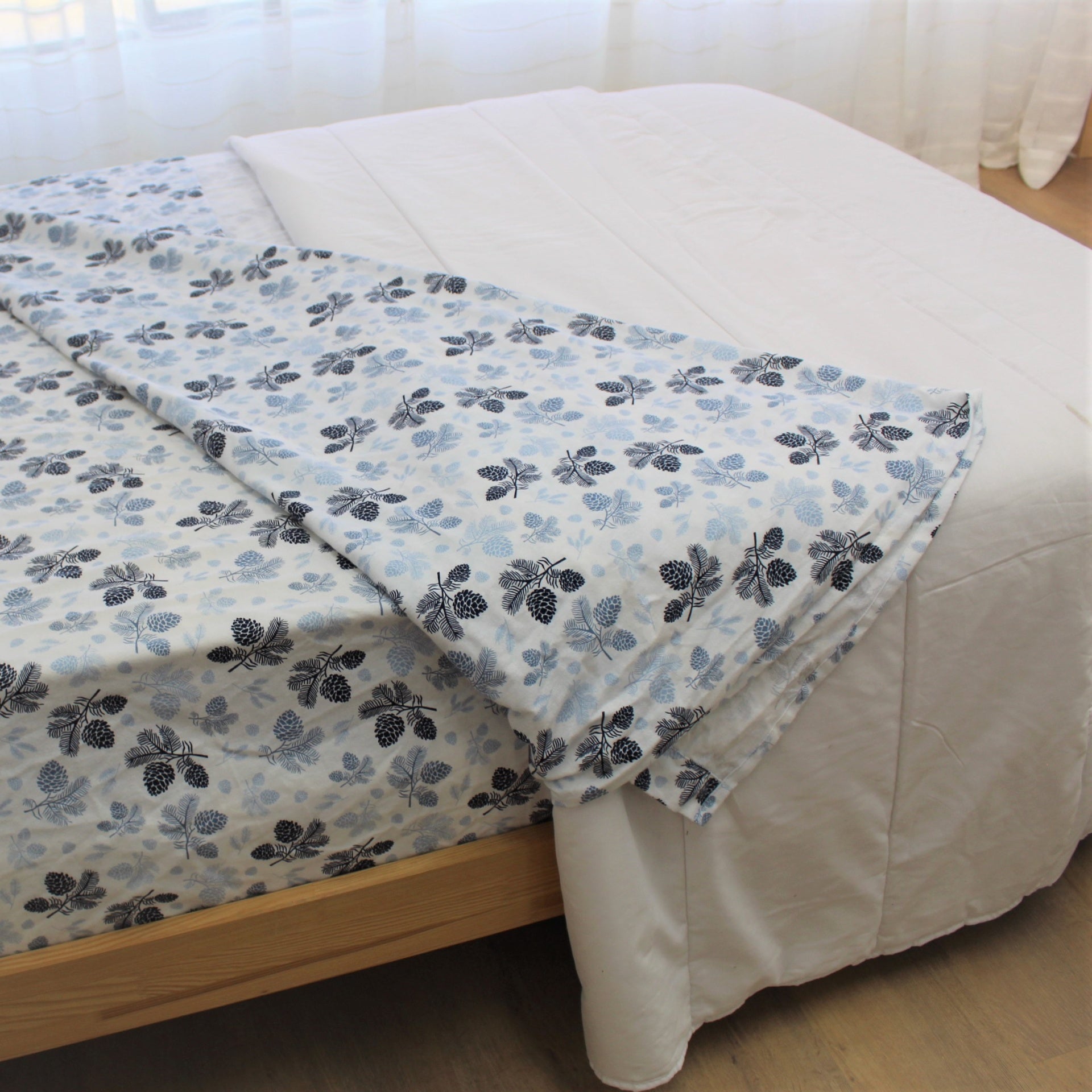 Lençol de Cima Flanela Pinha Azul