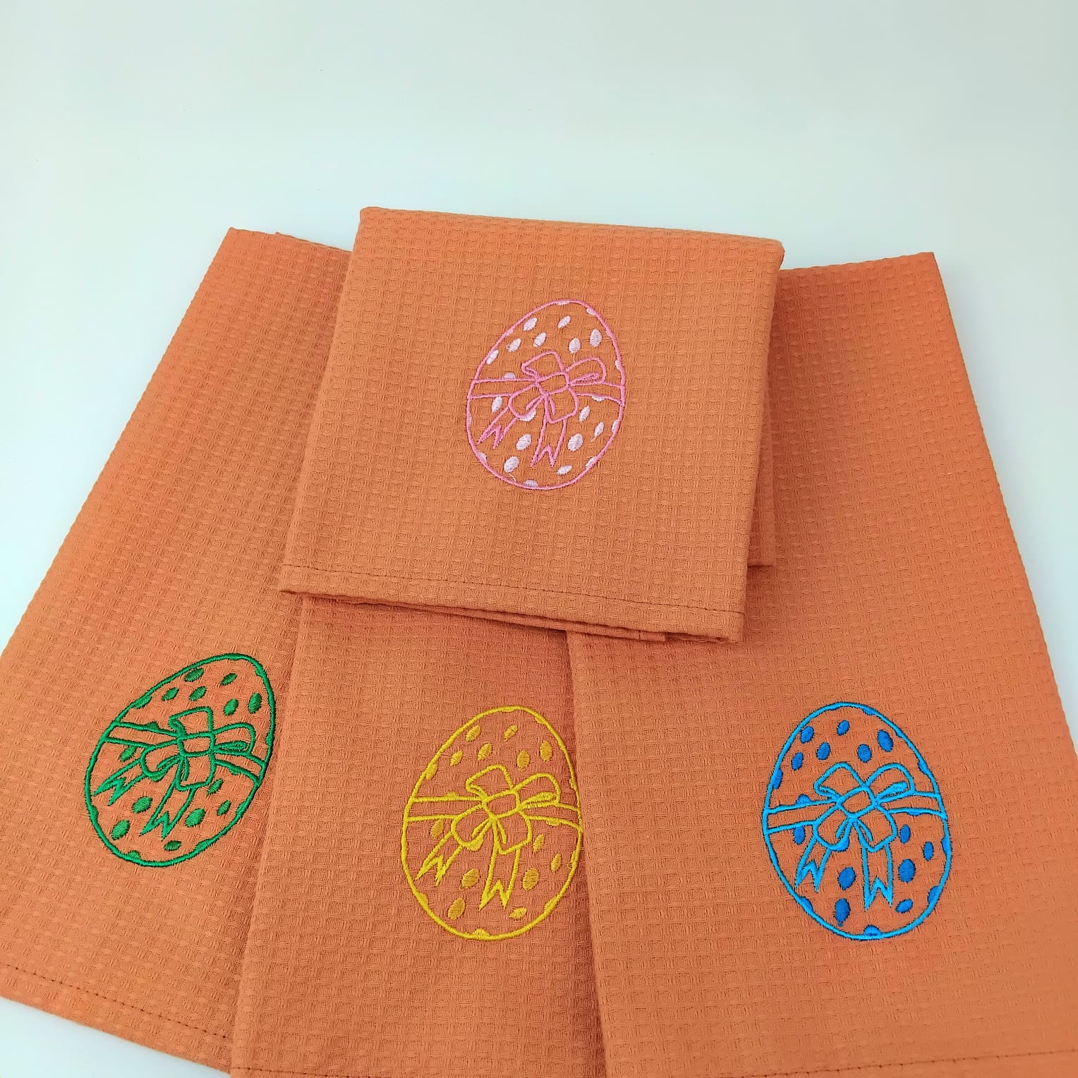 Pano de Cozinha Algodão Easter Egg Laranja