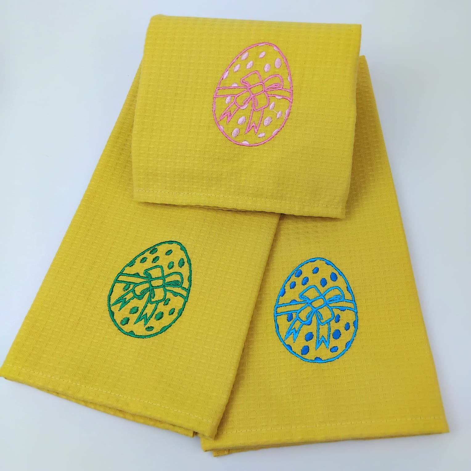Pano de Cozinha Algodão Easter Egg Amarelo