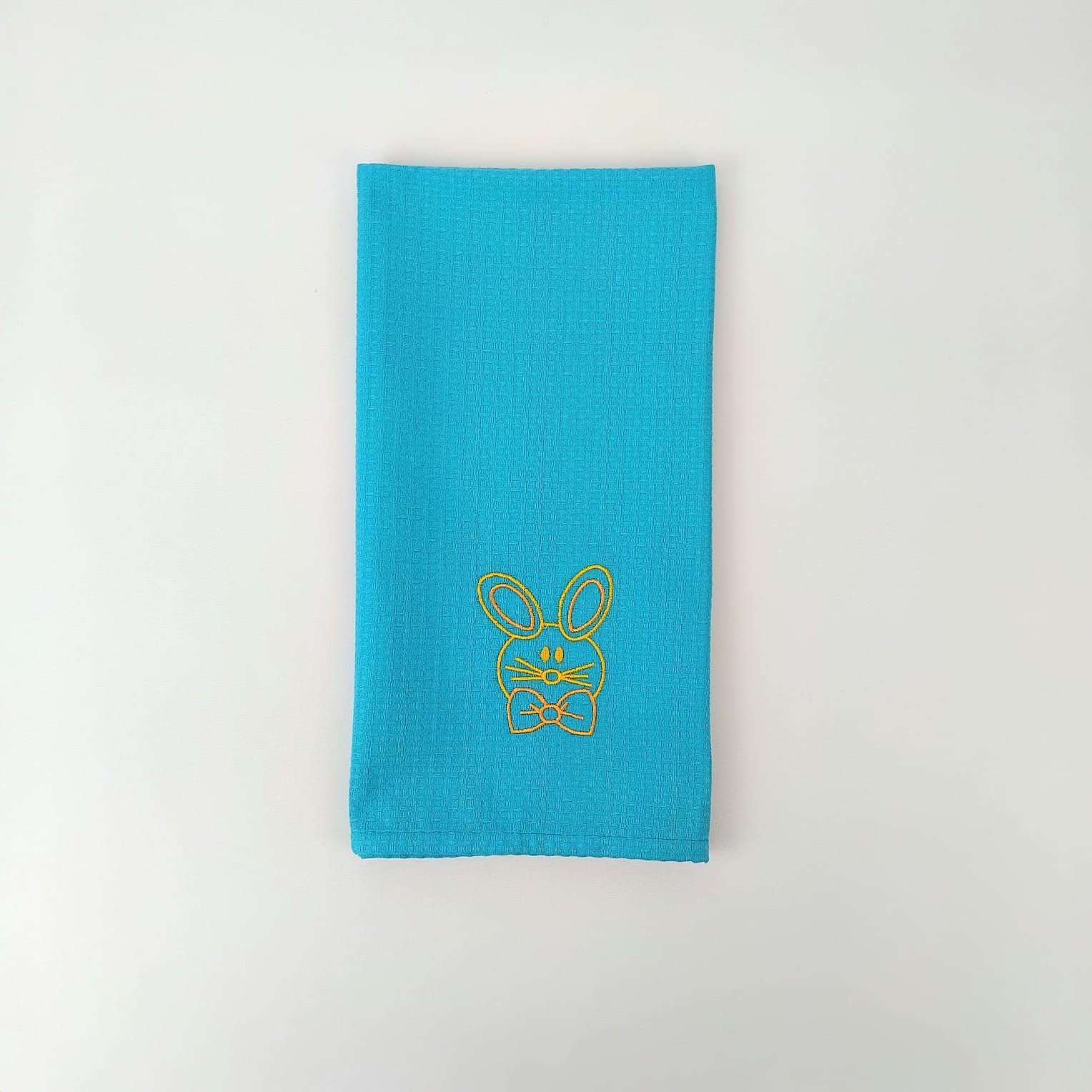 Pano de Cozinha Algodão Easter Rabbit Azul