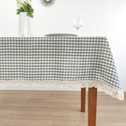 Toalha de Mesa Linho COL Quadrados Renda