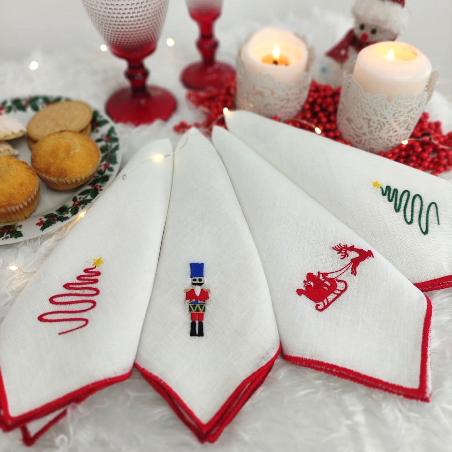 Guardanapo Christmas Tree Rolinho Linho JOL