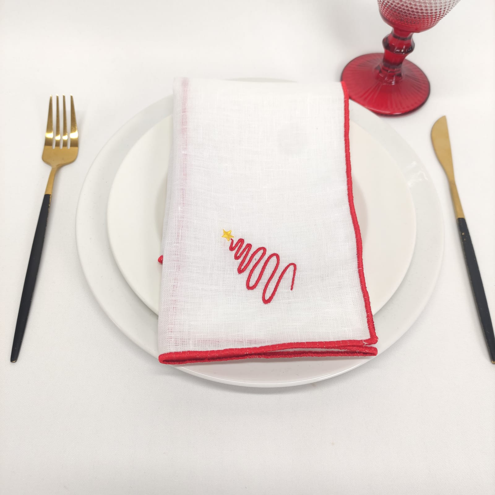 Guardanapo Christmas Tree Rolinho Linho JOL