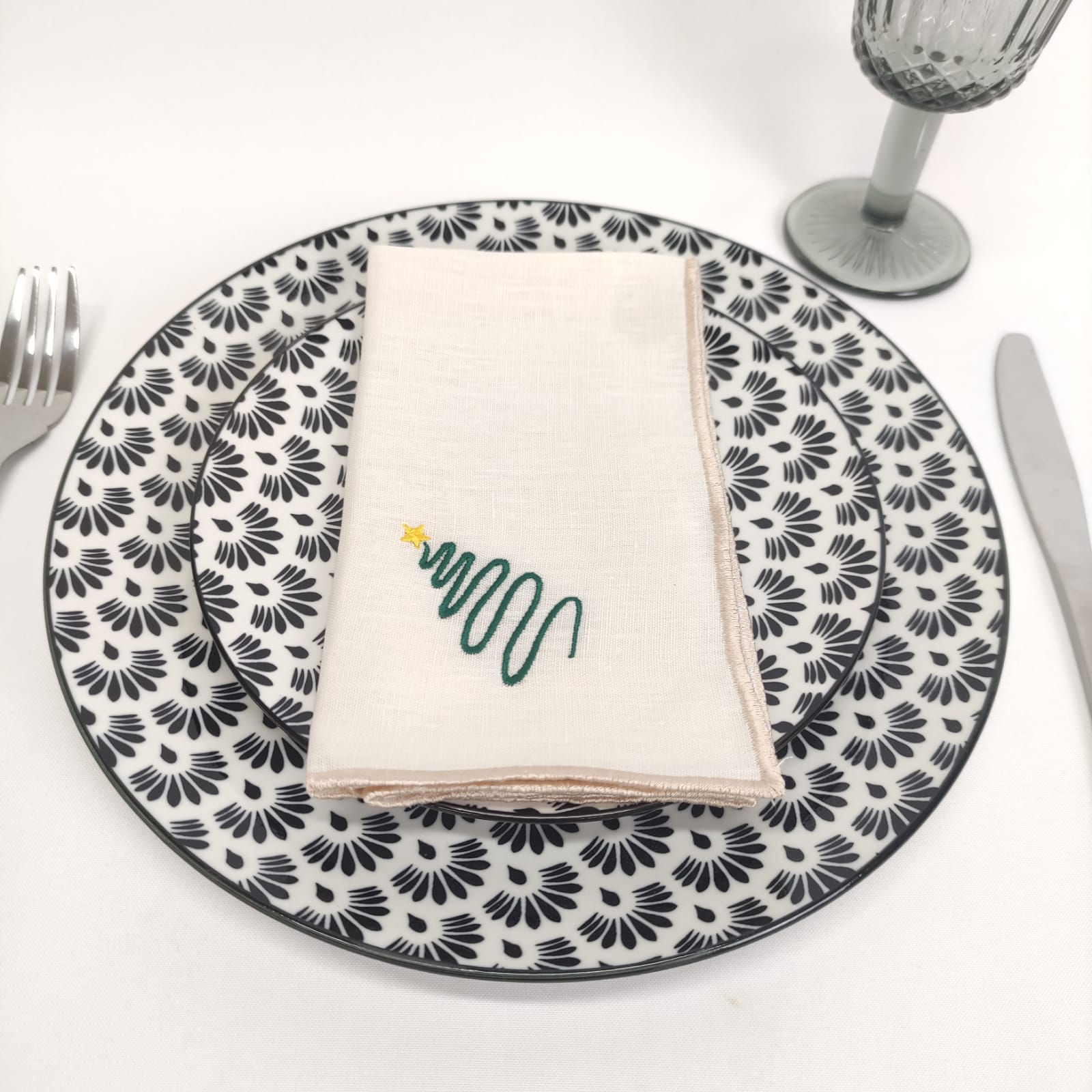 Guardanapo Linho Of Christmas Tree Pérola