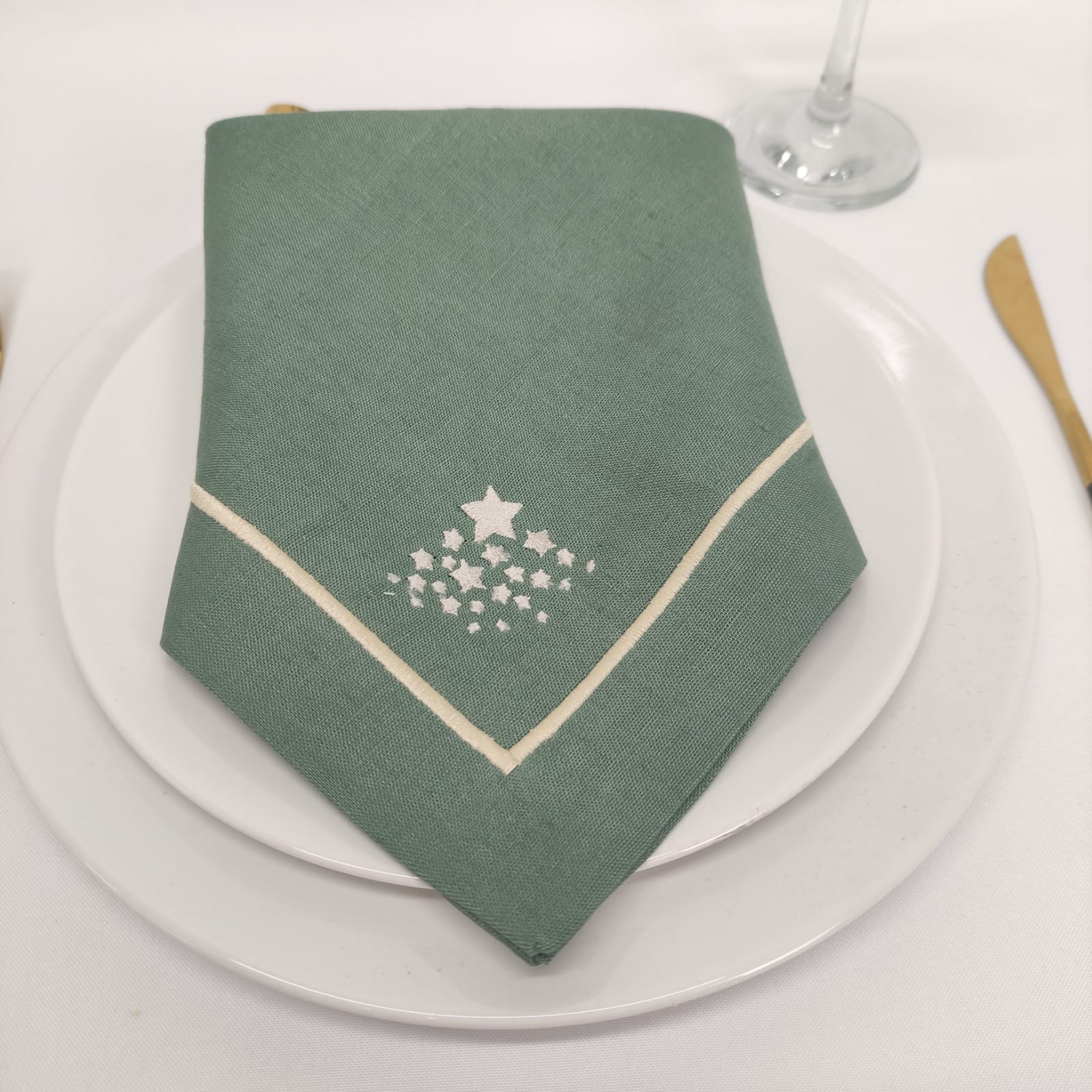 Guardanapo Linho ROL Verde Estrelinhas