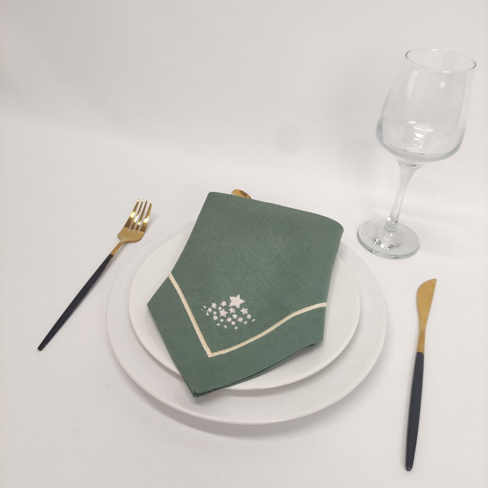 Guardanapo Linho ROL Verde Estrelinhas