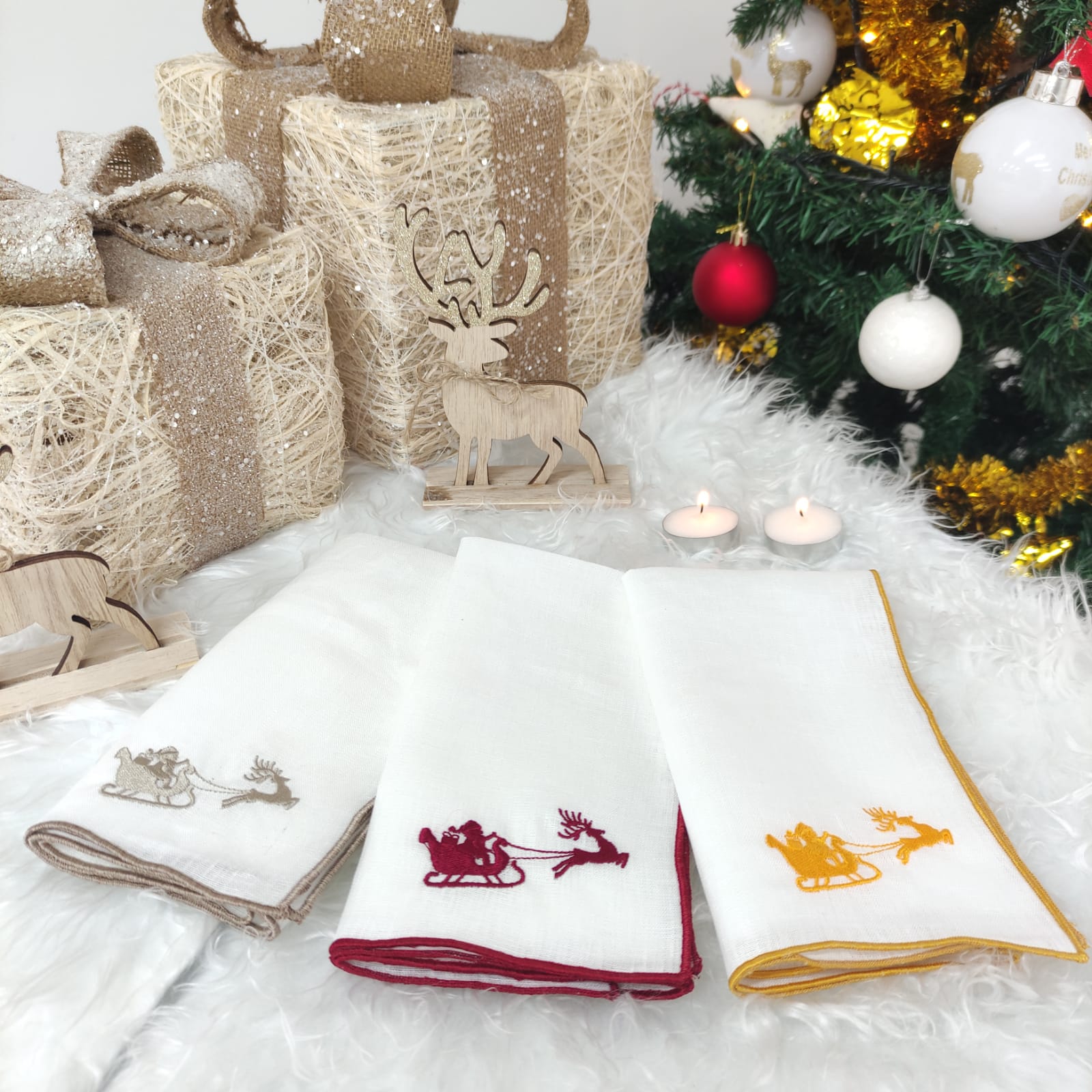 Guardanapo Trenó Mágico Linho JOL