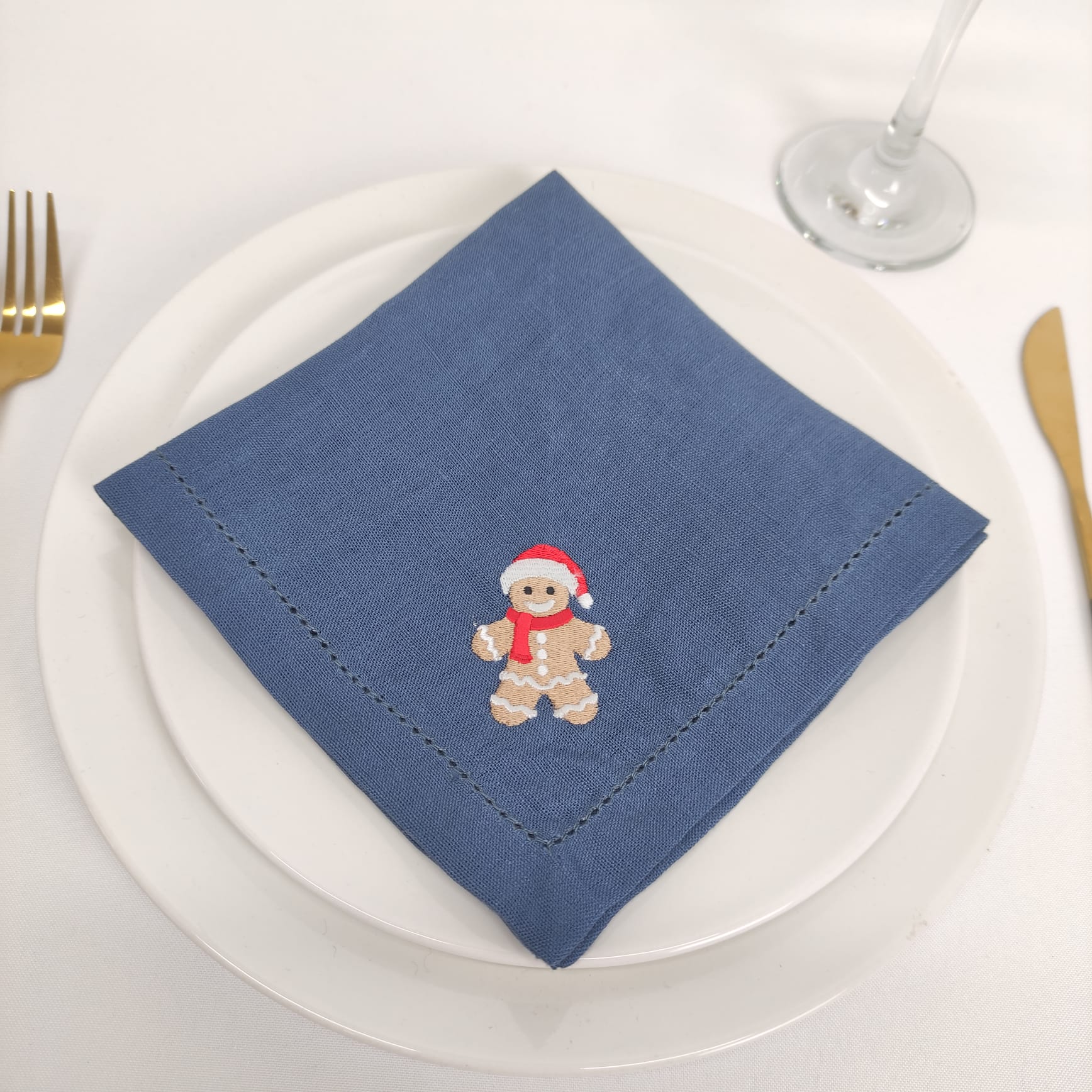 Guardanapo Linho Of Gingerbread Man Blue