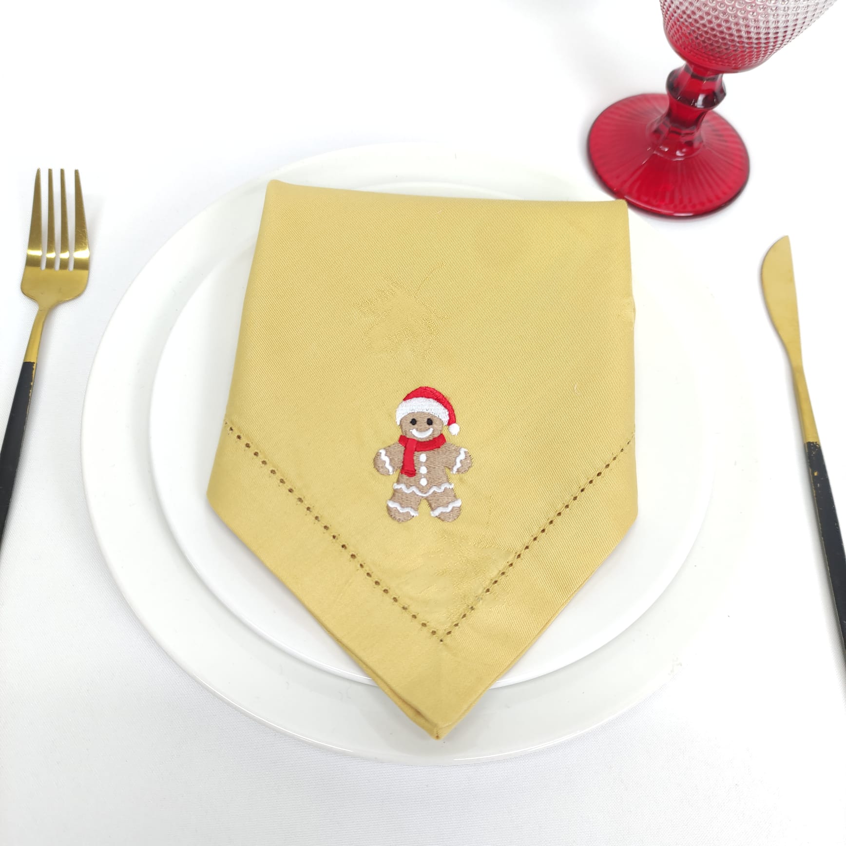 Guardanapo Algodão Gingerbread Man Yellow