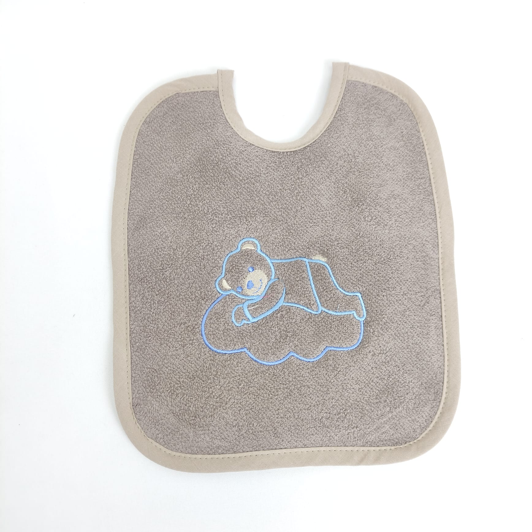 Babete Felpo Castanho Urso Nuvem Personalizável