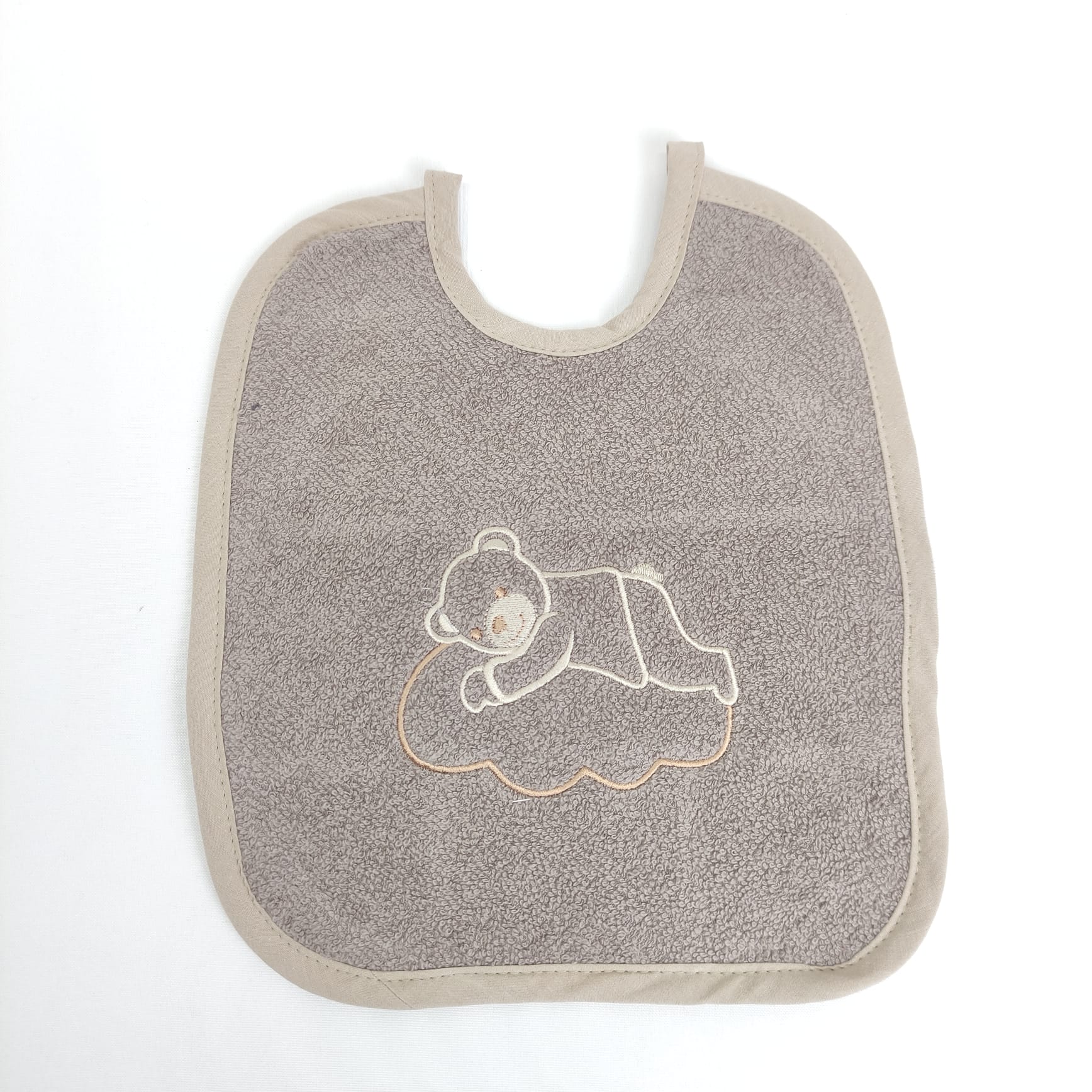 Babete Felpo Castanho Urso Nuvem Personalizável