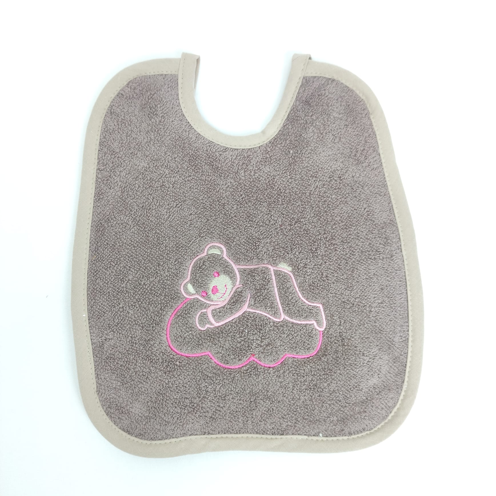 Babete Felpo Castanho Urso Nuvem Personalizável