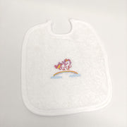 Babete Felpo Branco Unicórnio Personalizável