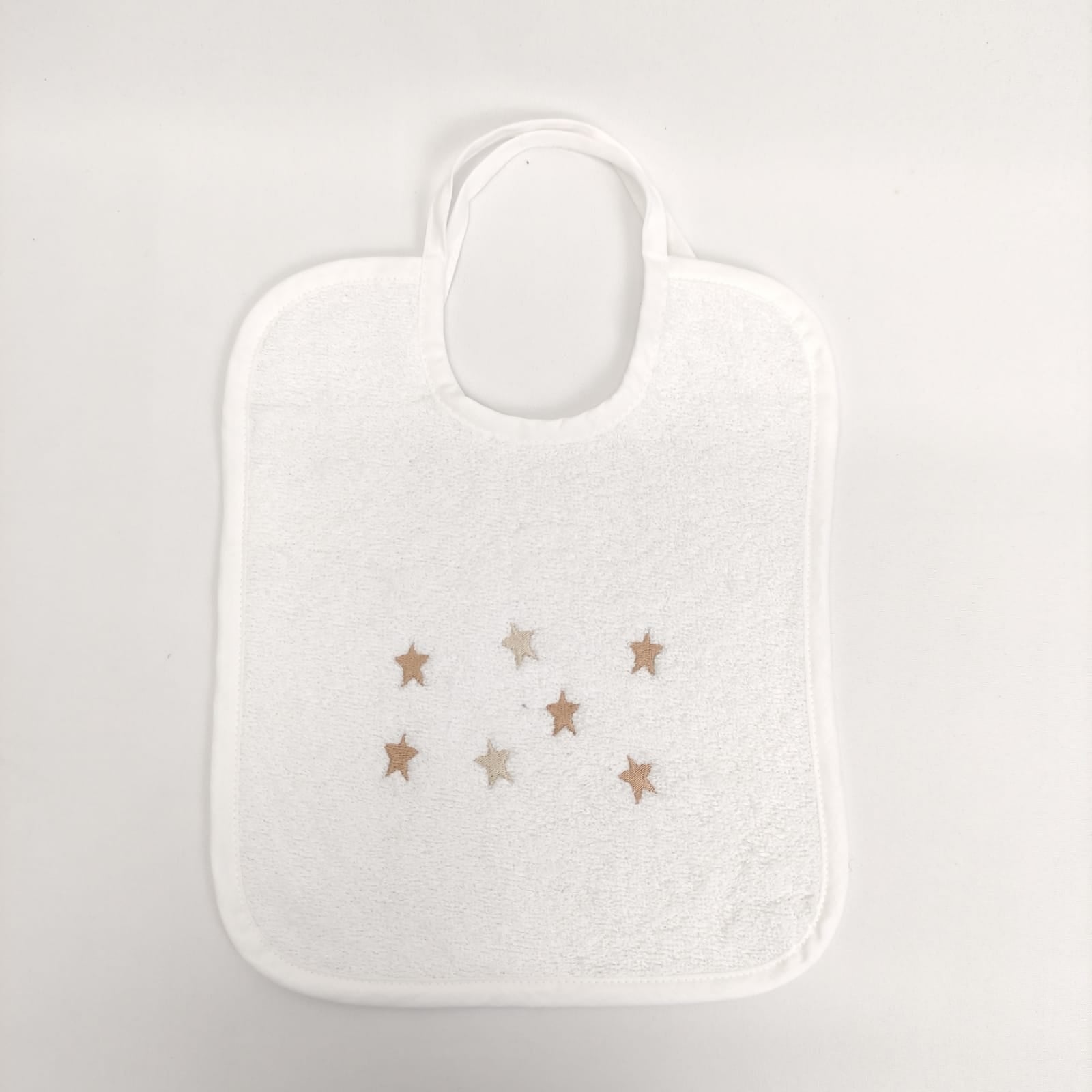 Babete Felpo Branco Estrelas Personalizável
