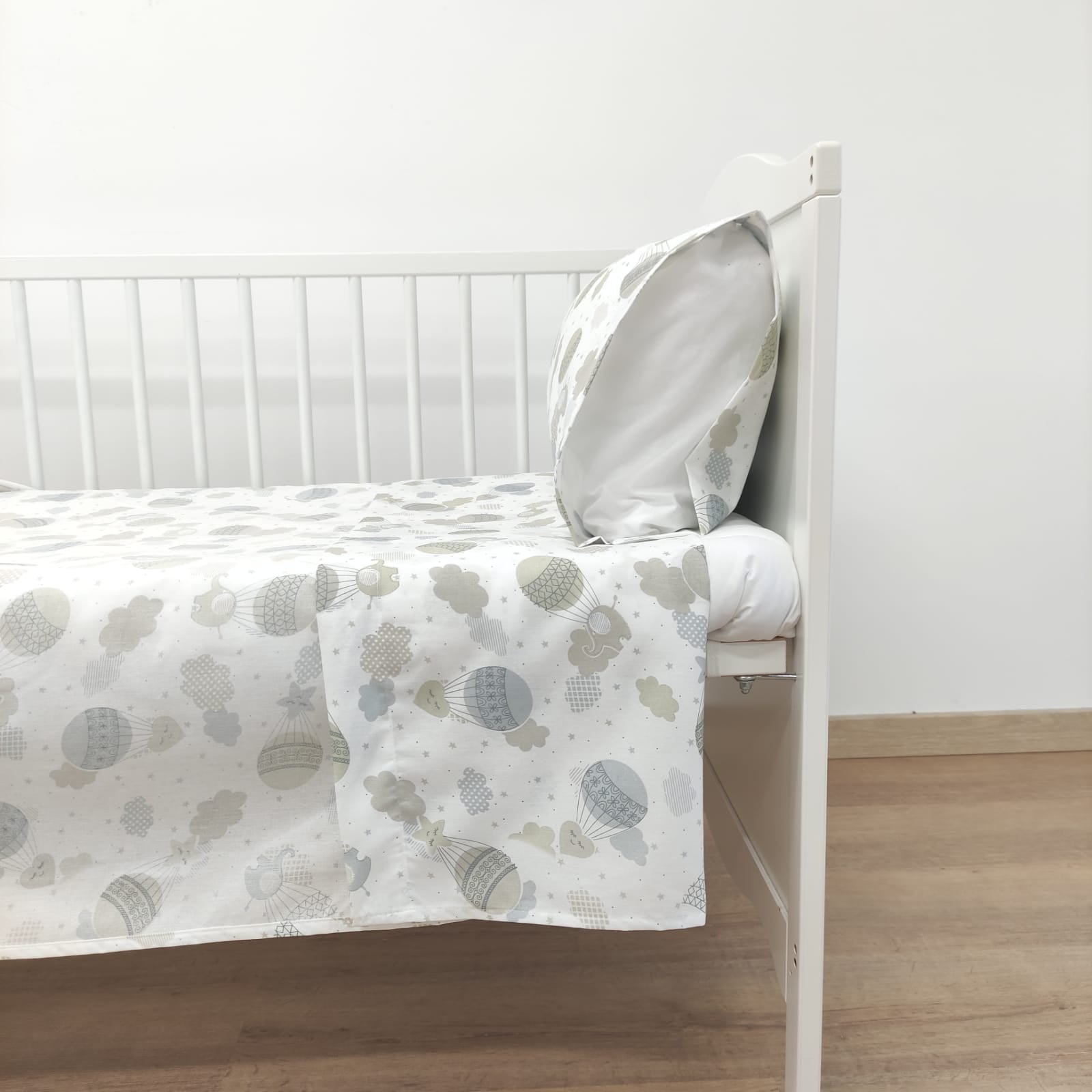 Jogo de Cama Bebé Balões Cinza