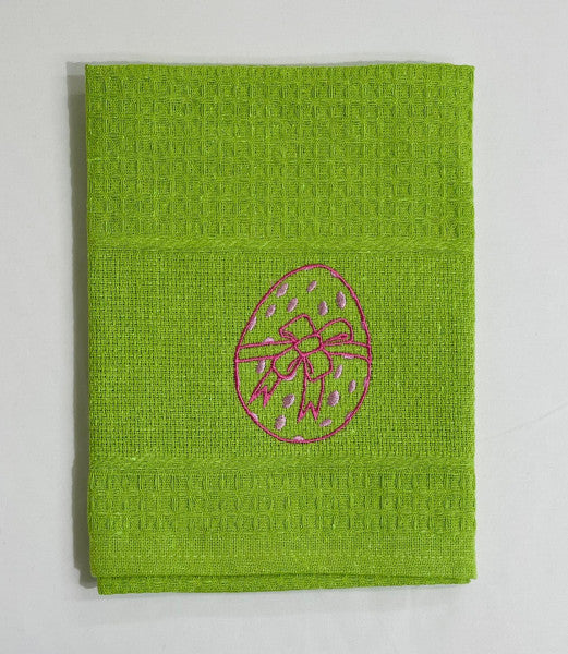 Pano de Cozinha Algodão Páscoa Verde