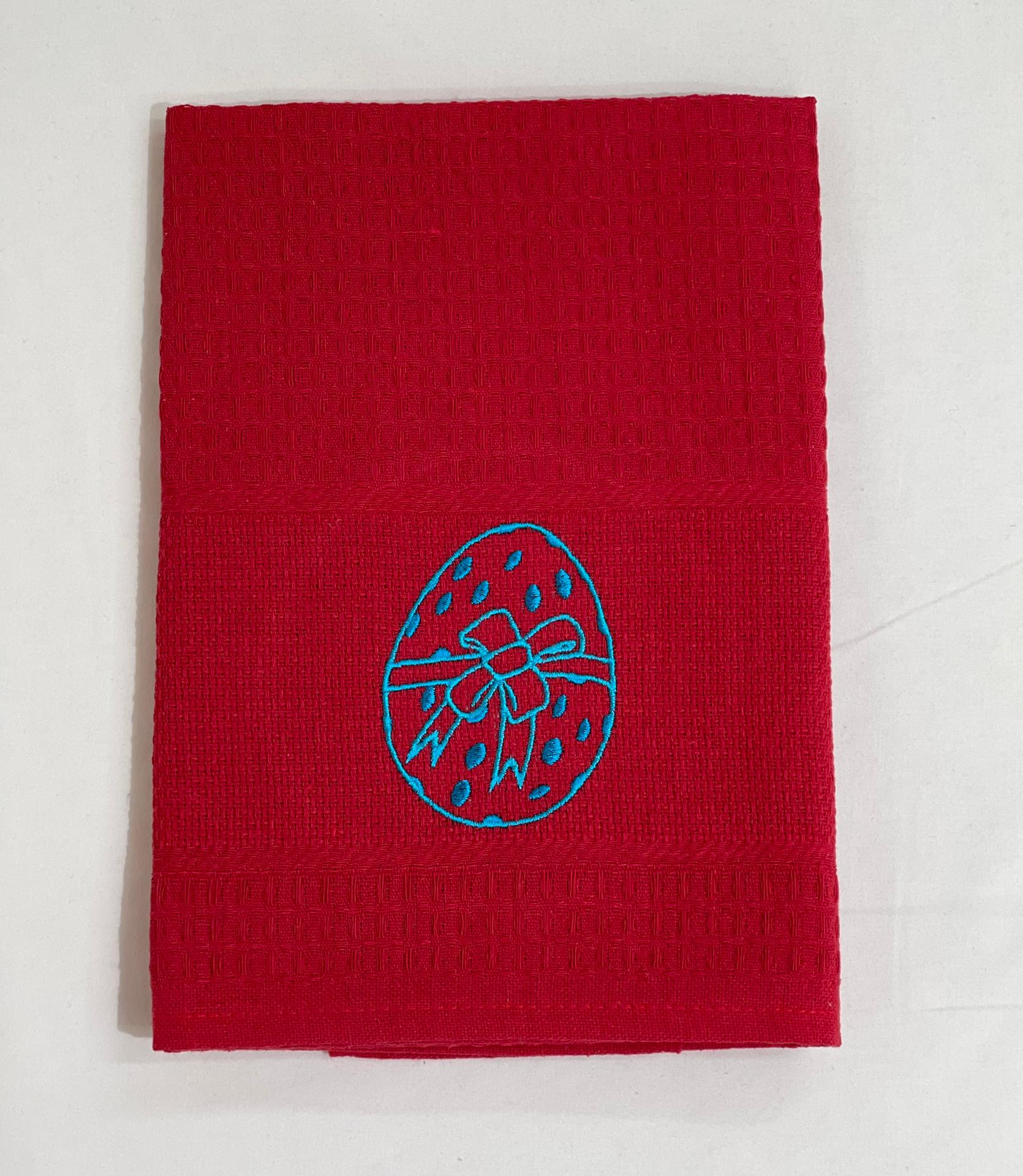 Pano de Cozinha Algodão Páscoa Vermelho