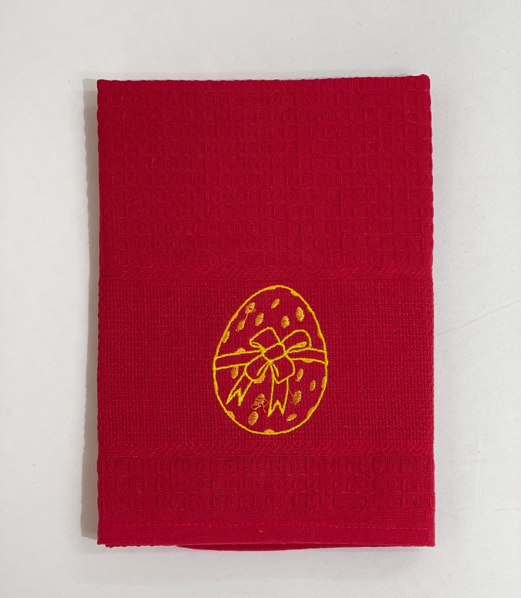 Pano de Cozinha Algodão Páscoa Vermelho