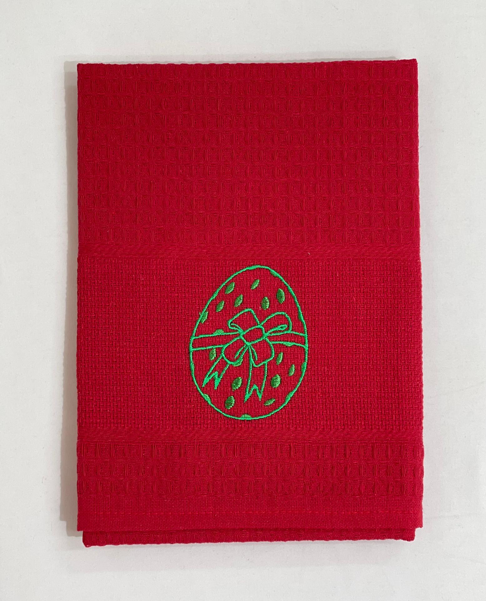Pano de Cozinha Algodão Páscoa Vermelho