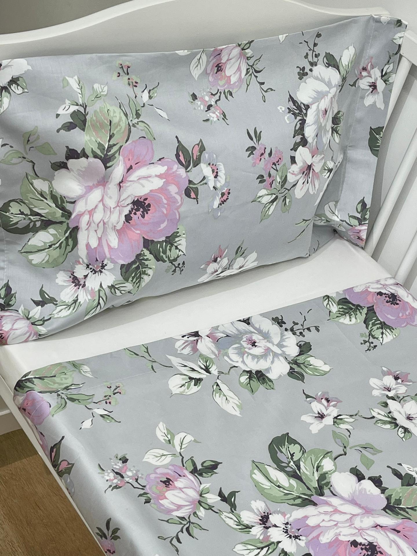 Jogo de Cama Algodão Bebé Florido 60x90