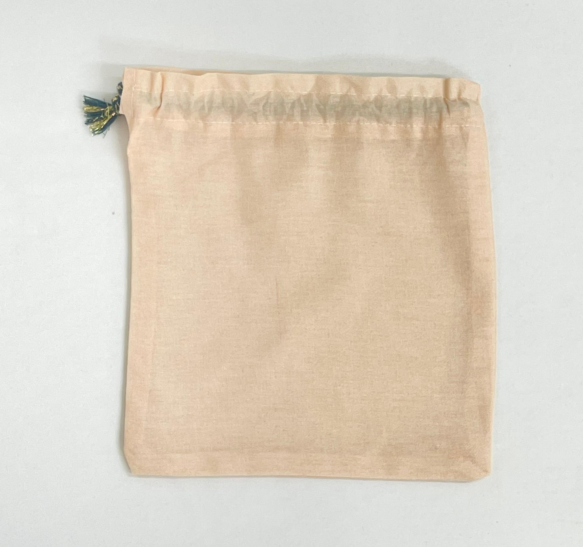 Bolsa Pano Algodão Salmão com cordão de brilhos