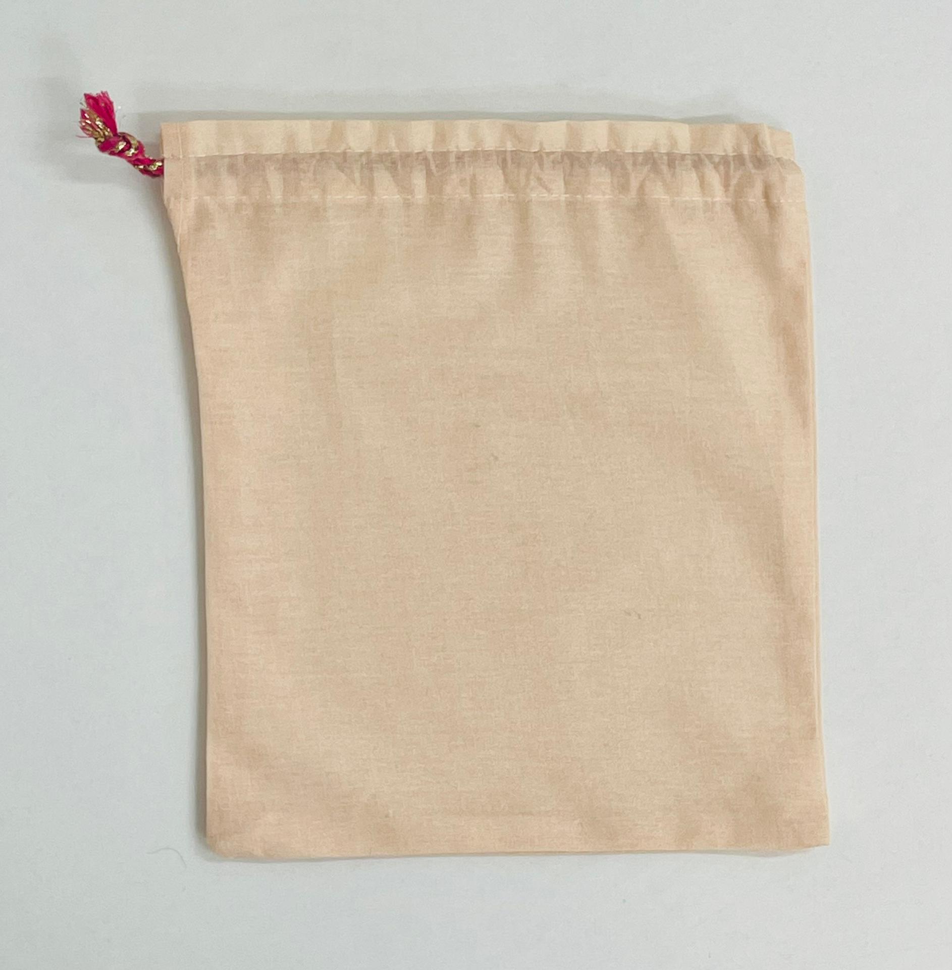Bolsa Pano Algodão Salmão com cordão de brilhos