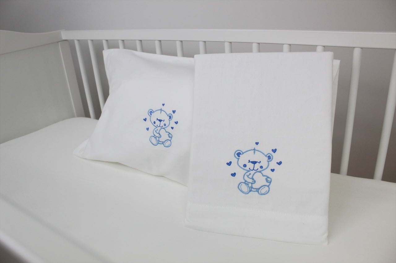 Jogo de Cama Bebé Urso e Corações Flanela