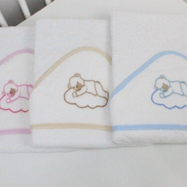 Toalha Banho Bebé Urso Nuvem White