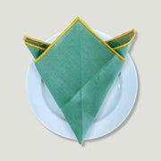Guardanapo de Linho Verde e Dourado