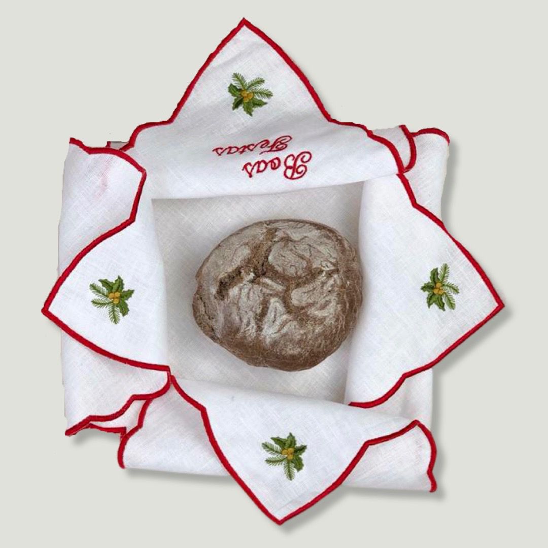 Guardanapo Cesto do Pão Natalício Linho JOL