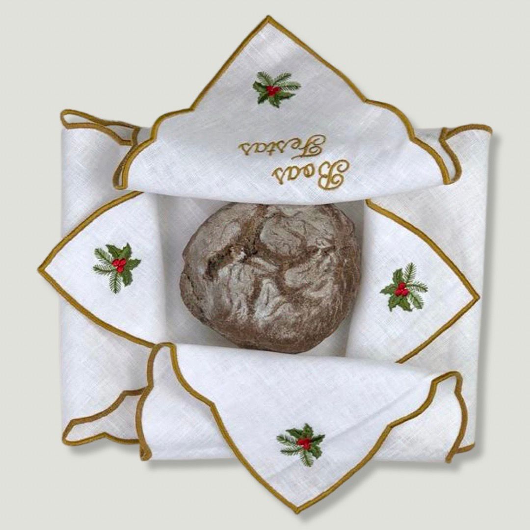 Guardanapo Cesto do Pão Natalício Linho JOL