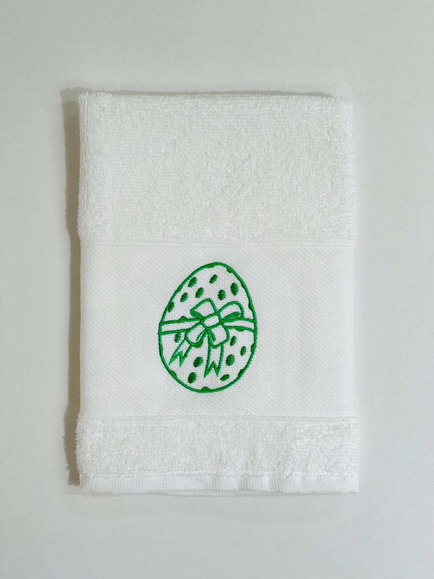 Pano de Cozinha Felpo Branco Ovo Páscoa