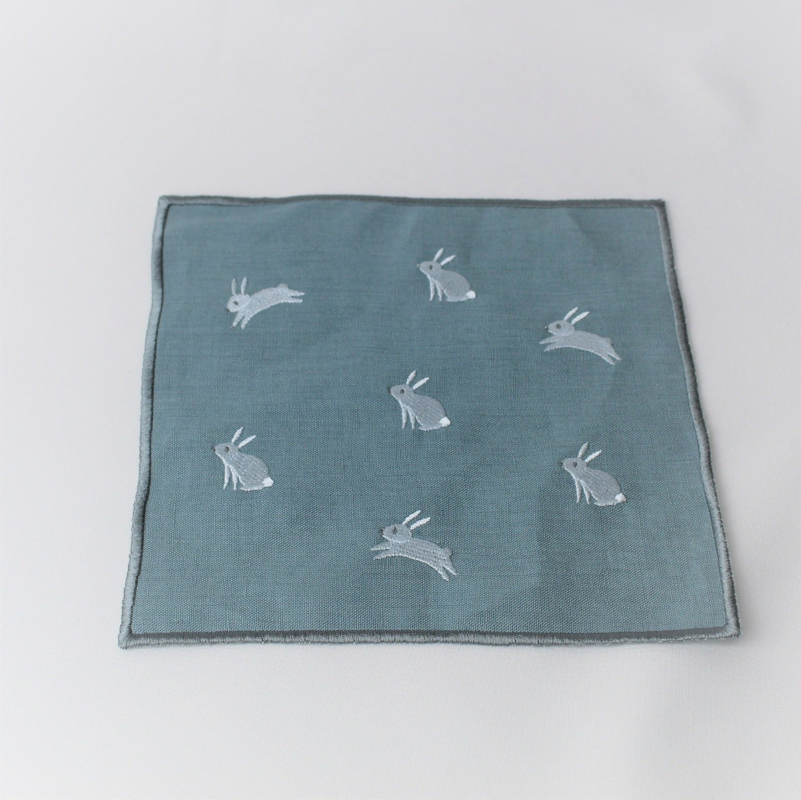 Guardanapo de Cocktail Bordado Coelhos Linho COL