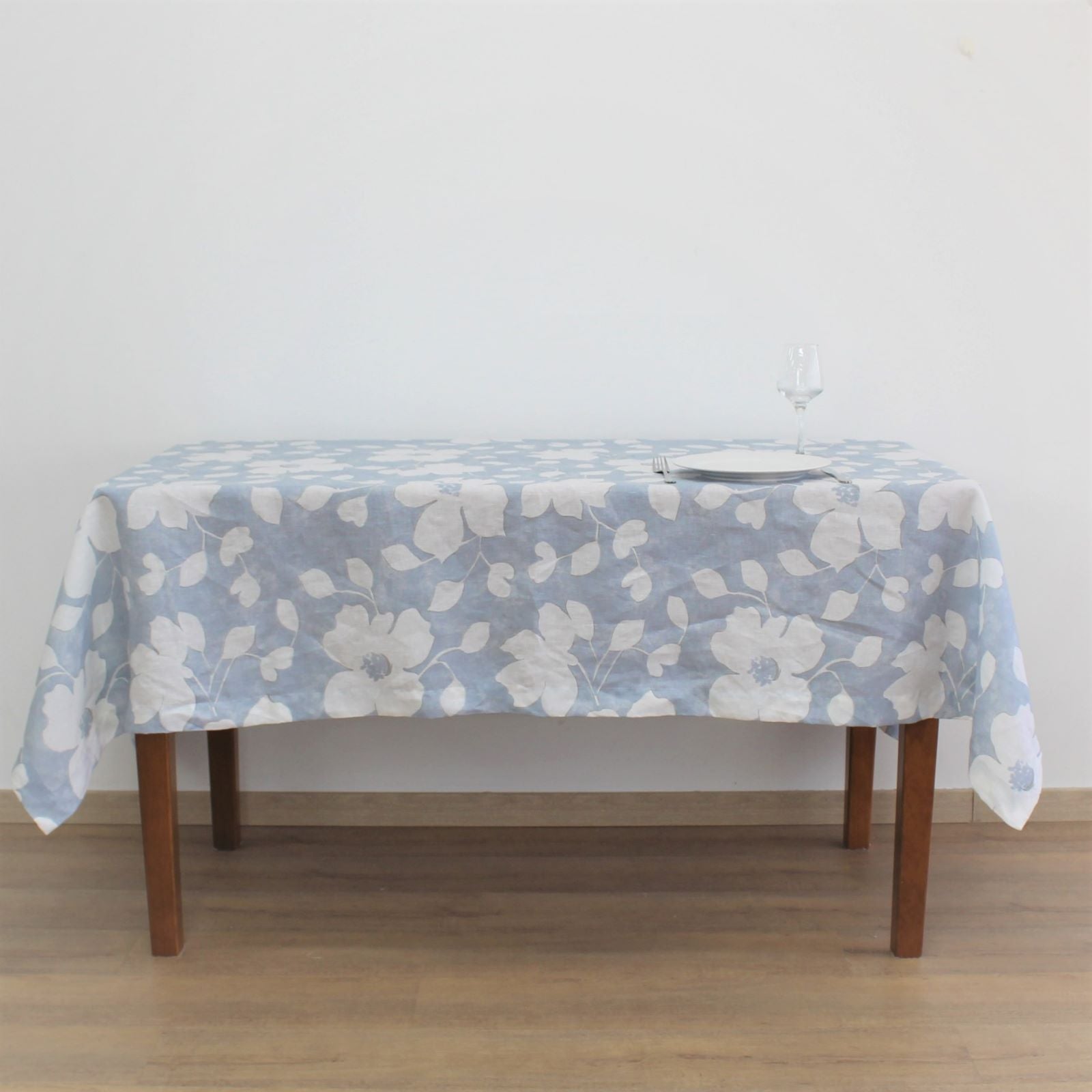 Toalha de Mesa Linho ROL Flores Azul