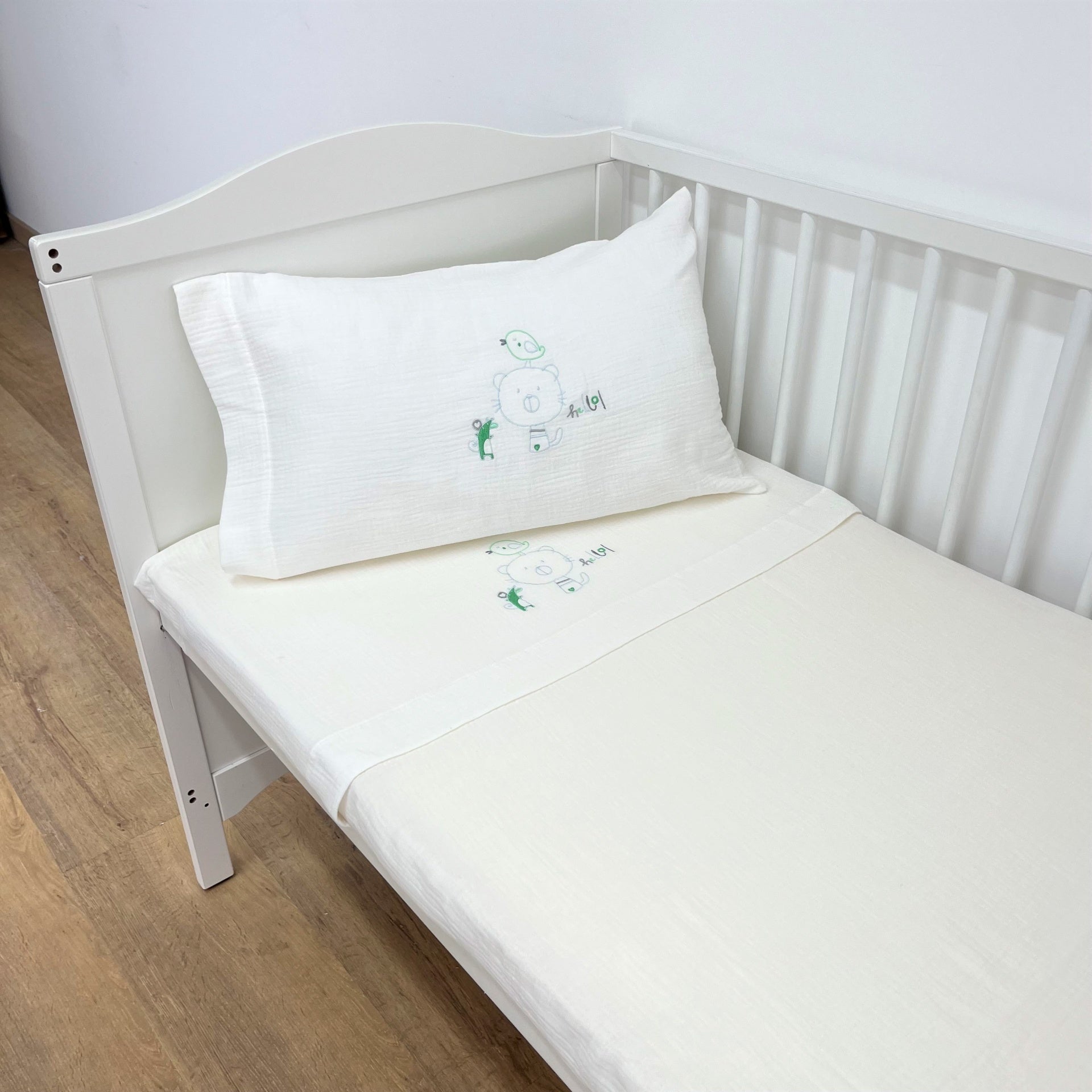 Jogo de Cama Musselina Bebé Gato