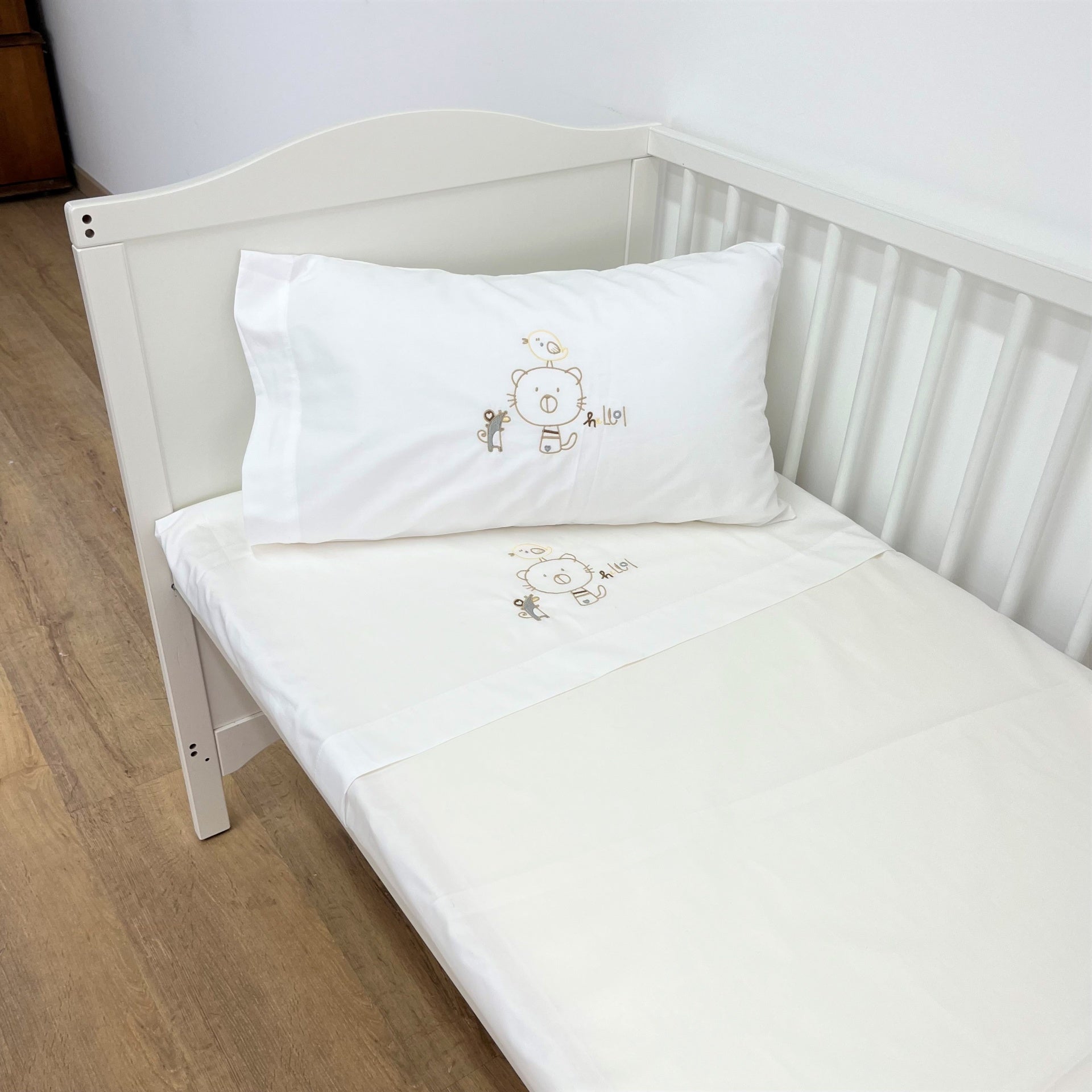 Jogo de Cama Musselina Bebé Gato