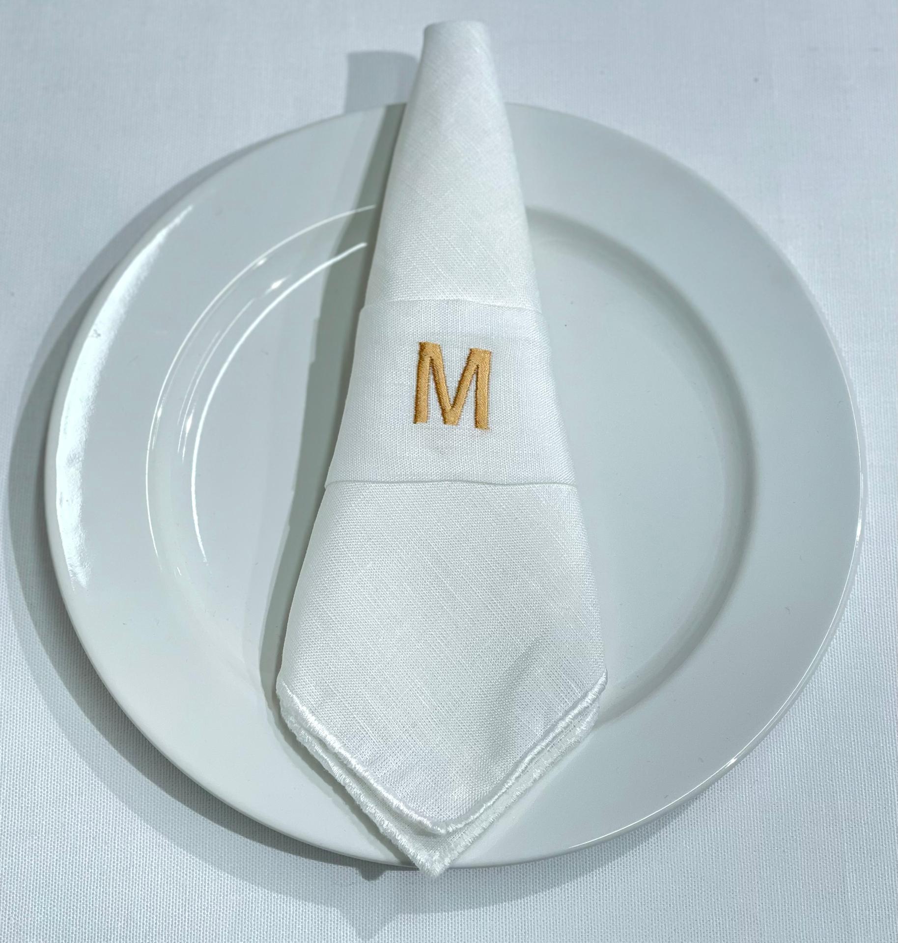 Porta Guardanapo Linho e Bordado Dourado