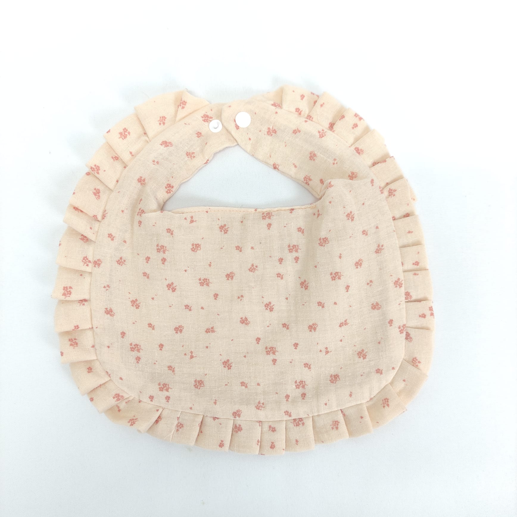 Babete Bebé Redonda com Folho Florzinhas