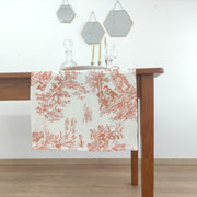 Caminho de Mesa Linho Toile de Jouy Terracota Four Line