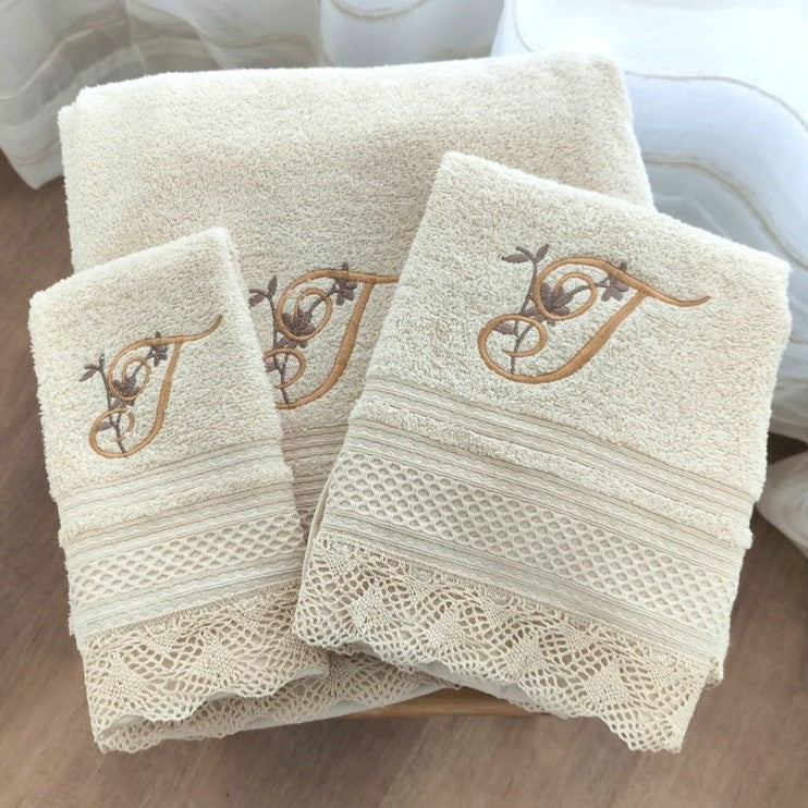 Conjunto de Banho Crochê Letra Bordada