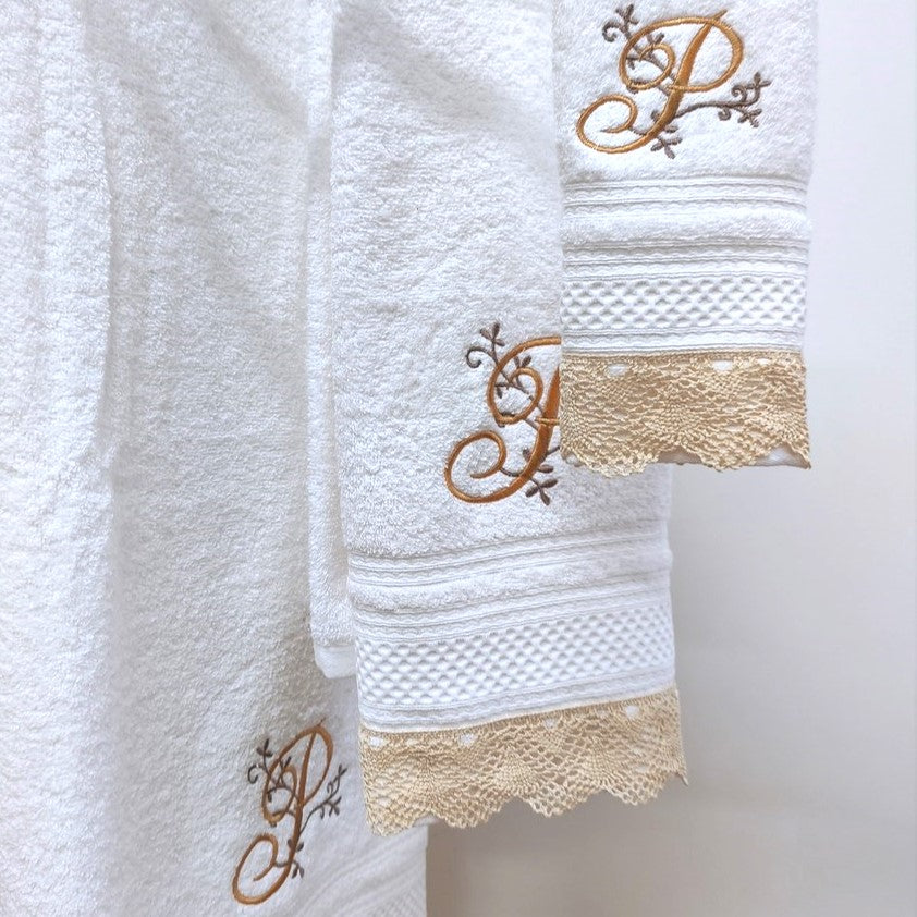 Conjunto de Banho Crochê Letra Bordada