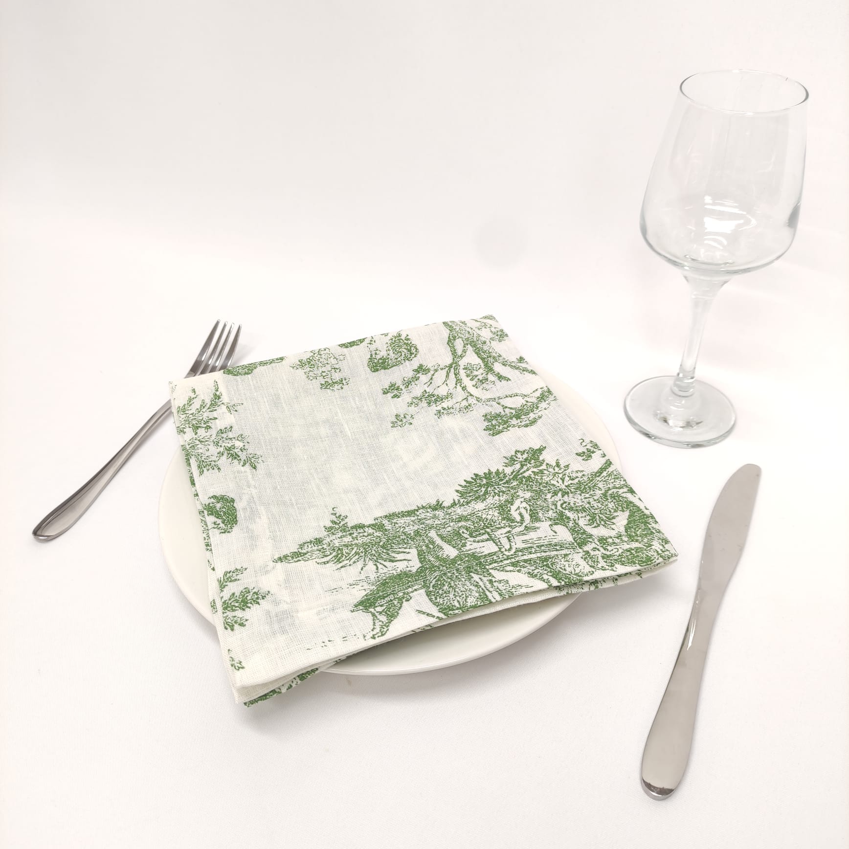 Guardanapo Linho Toile de Jouy Green BI