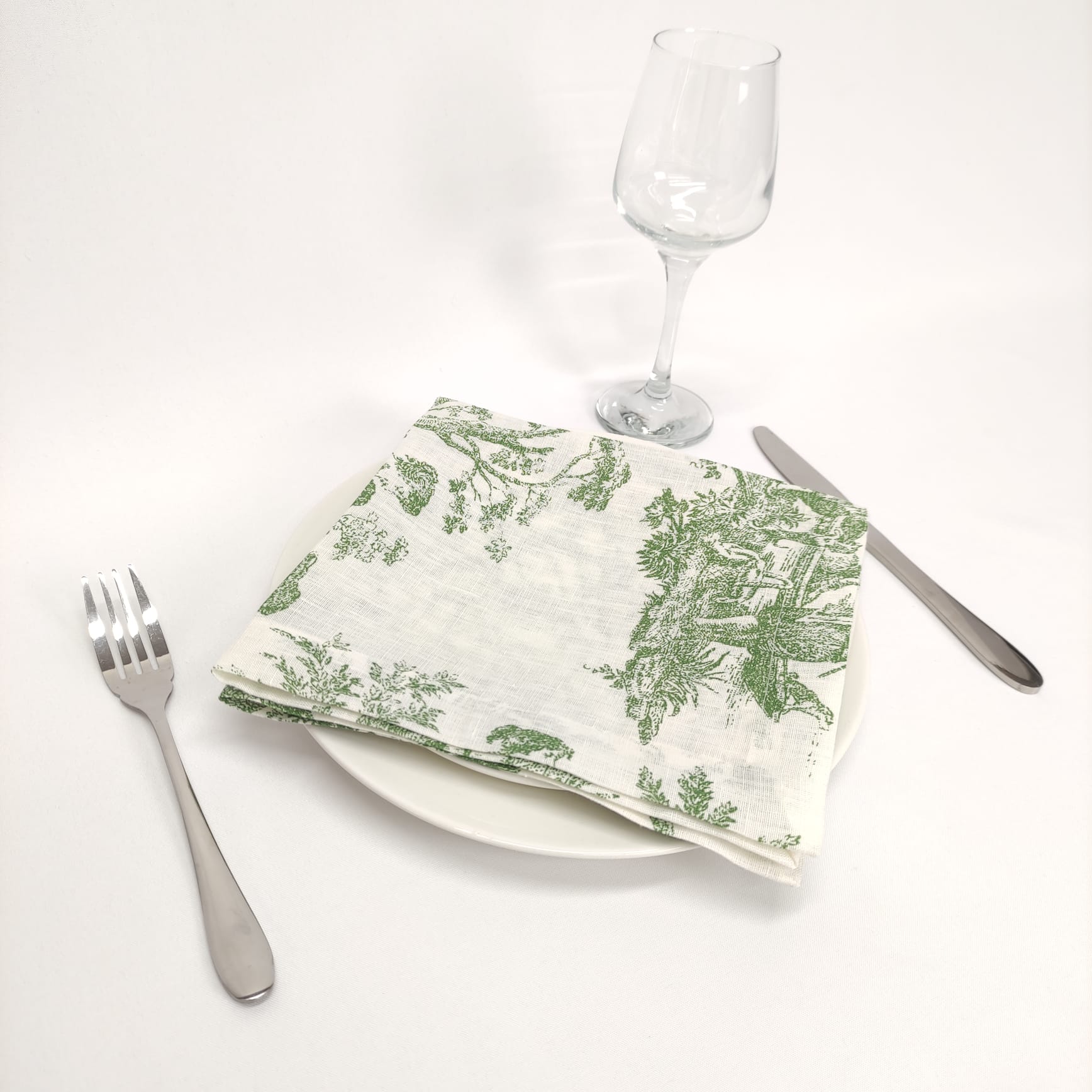 Guardanapo Linho Toile de Jouy Green BI