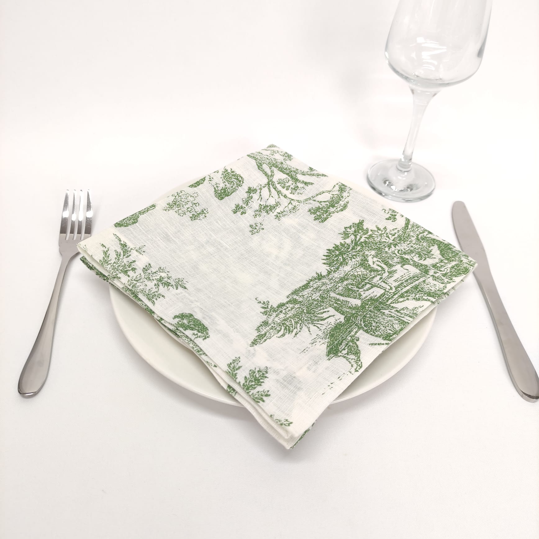 Guardanapo Linho Toile de Jouy Green BI