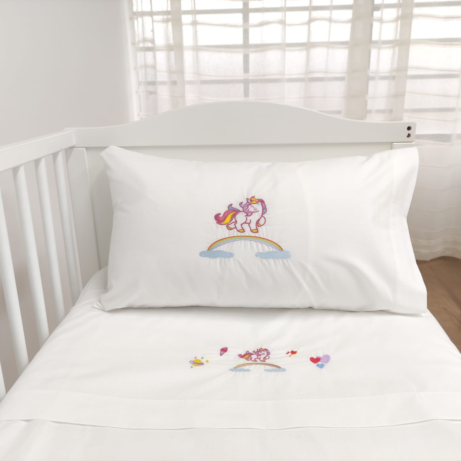 Jogo de Cama Bebé Algodão Unicórnio