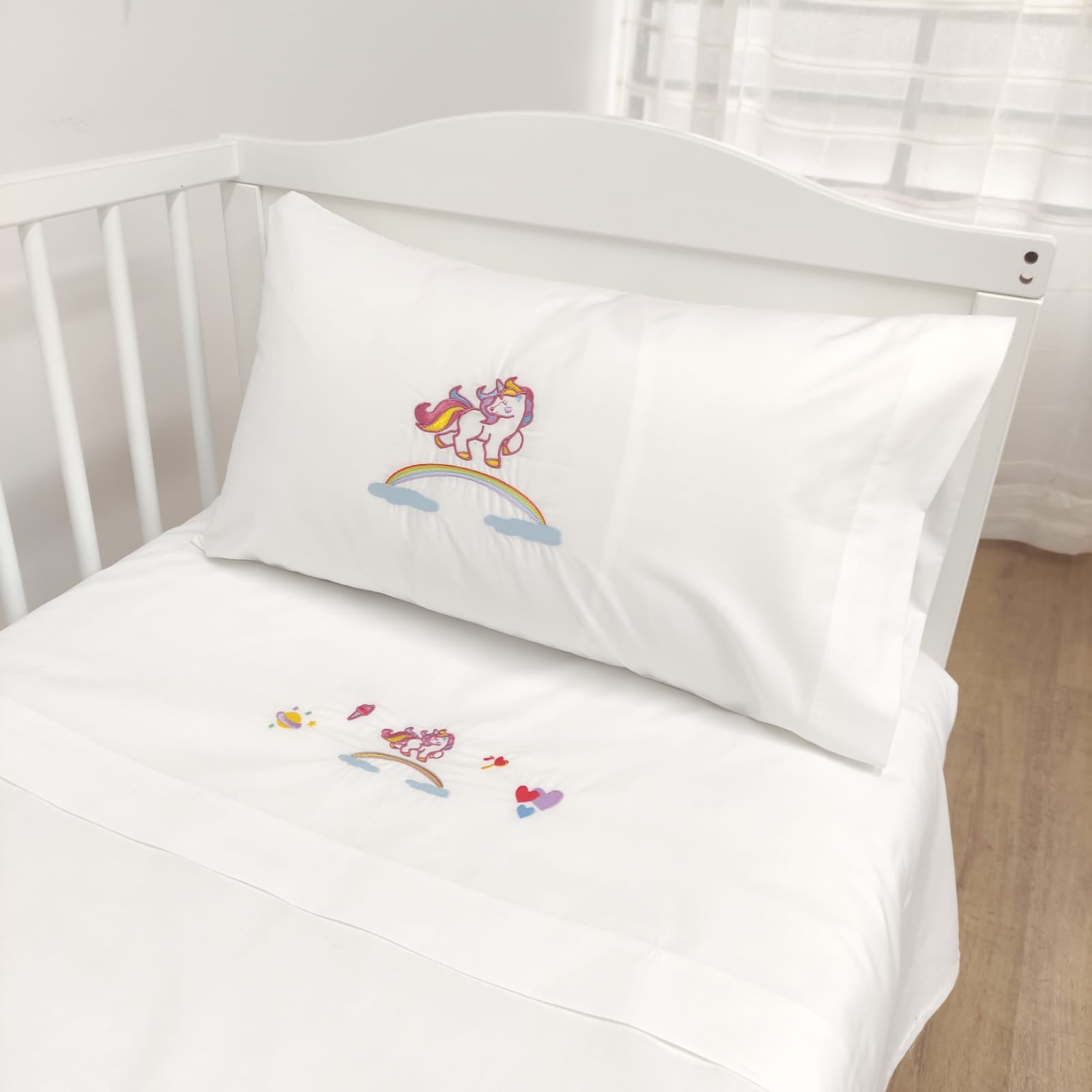 Jogo de Cama Bebé Algodão Unicórnio