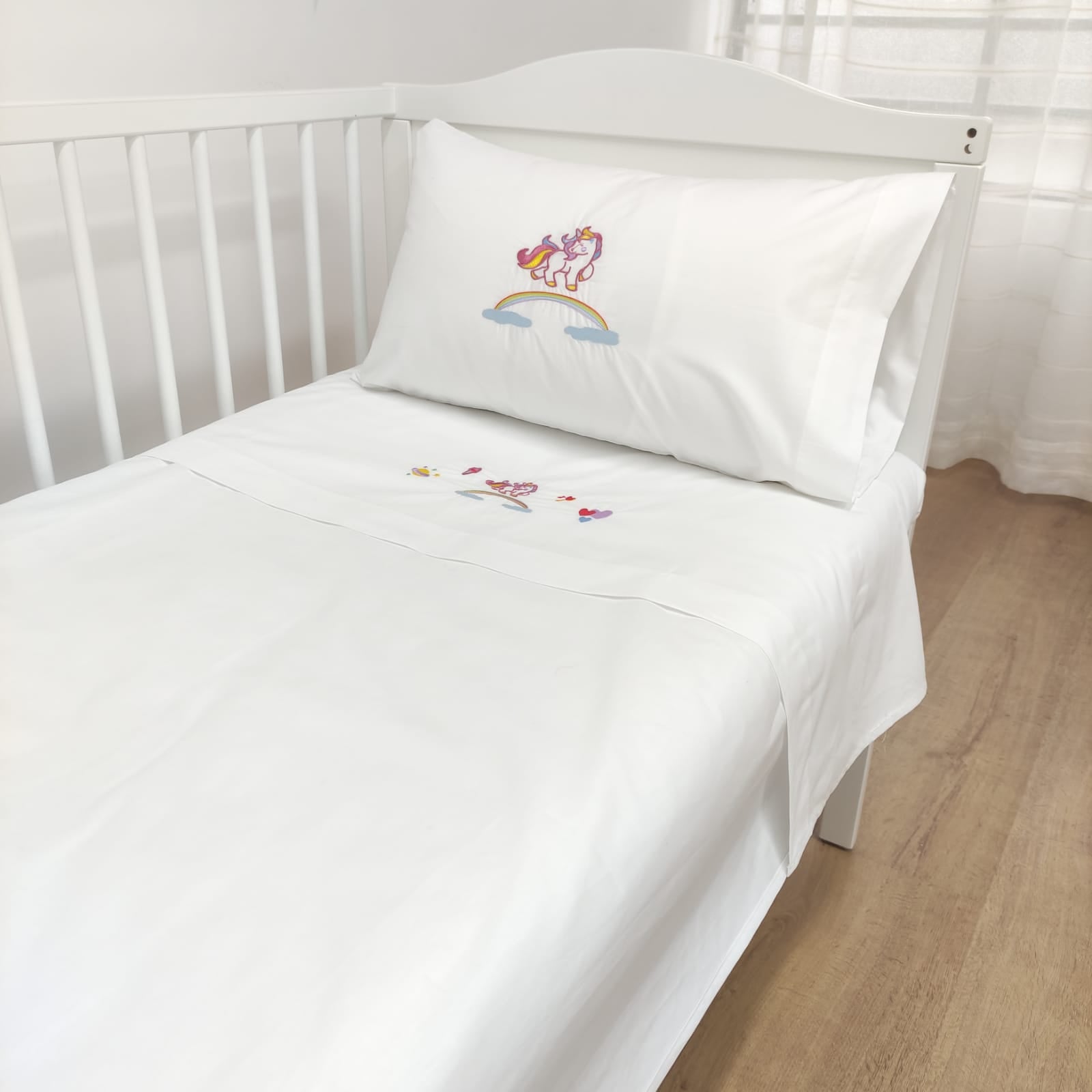 Jogo de Cama Bebé Algodão Unicórnio