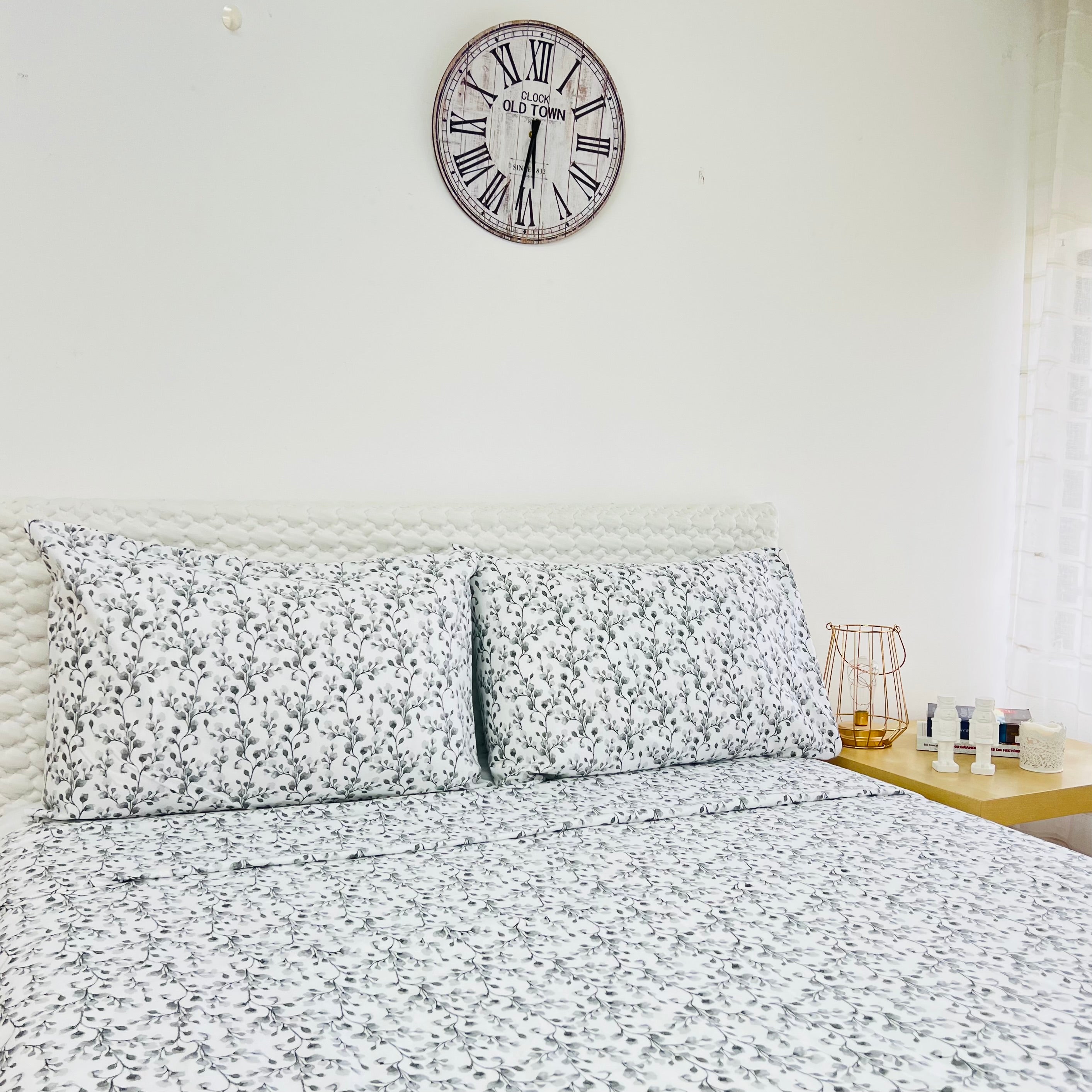 Lençol de Cima Flanela Gray Flowers