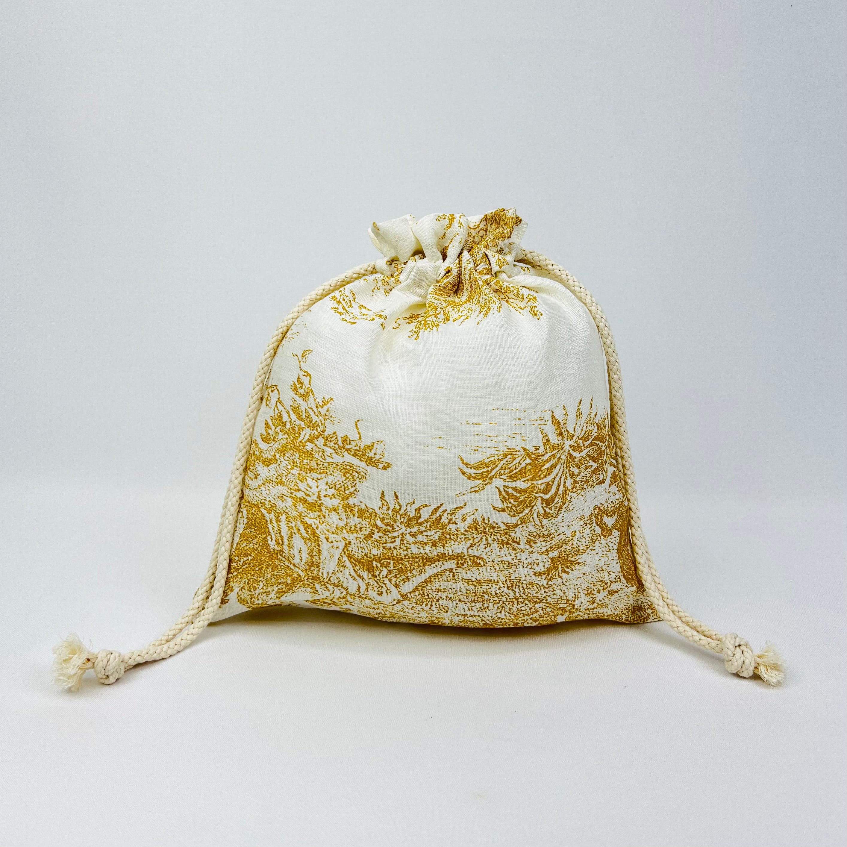 Bolsa Pão/Merenda Toile de Jouy Dourado
