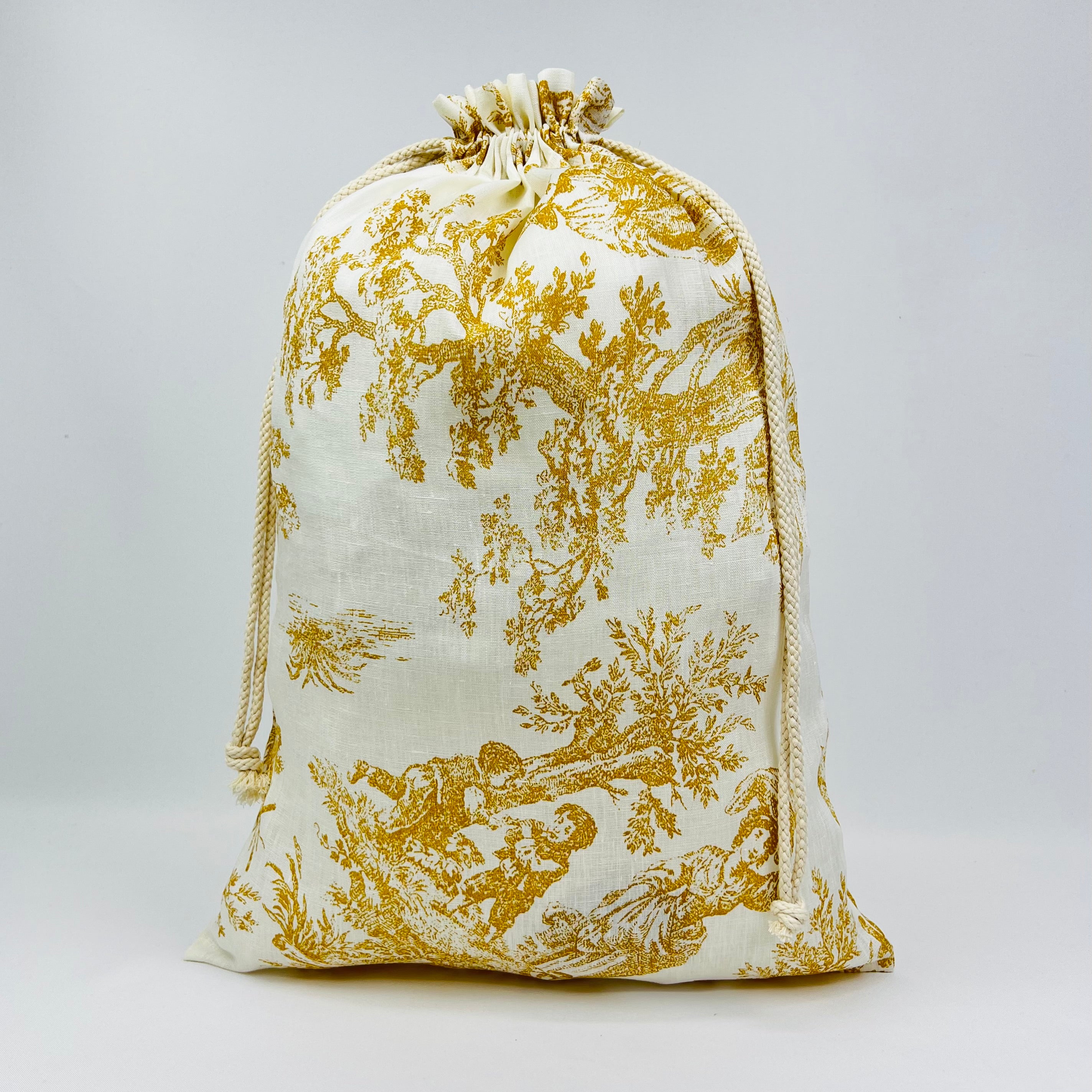 Bolsa Pão/Merenda Toile de Jouy Dourado